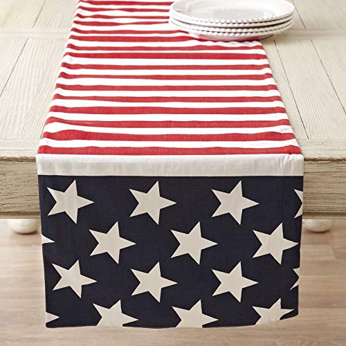 Fennco Styles American Flag Star Spangled Placemats 14 x 20 Inch, Set of 4 - Multicolored Table Mats for Dinner Parties, National Holidays, Special Events and Home Décor