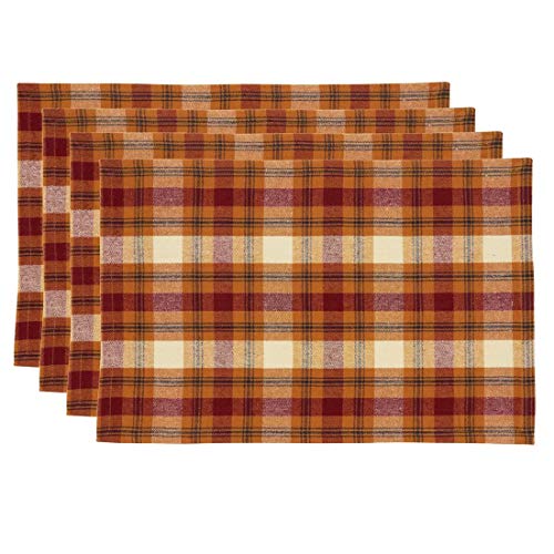 Fennco Styles Harvest Plaid Design 100% Cotton Table Runner 13" W x 72" L - Autumn Rust Table Cover for Home, Dining Table Decor, Banquet, Thanksgiving and Special Event