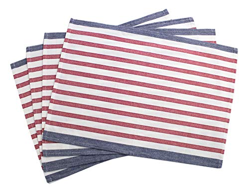 Fennco Styles American Flag Striped Cotton Table Linens