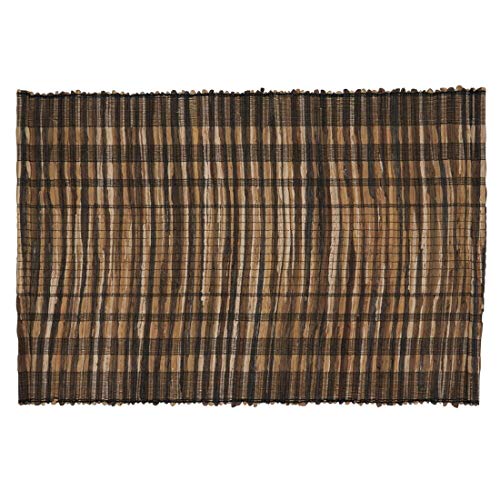 Fennco Styles Classic Striped Texture Water Hyacinth Table Runner 14 x 72 Inch - Black Table Cover for Home Décor, Dining Table, Banquets, Holiday and Special Events