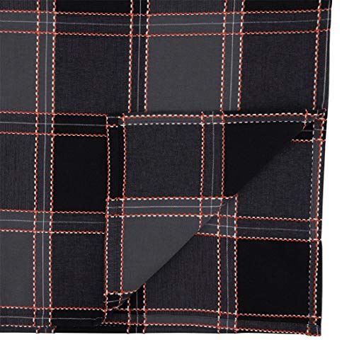 Fennco Styles Holiday Plaid Stitched Cotton Table Runner 16" W x 72" L - Black Table Cover for Home, Dining Table, Banquets, Family Gathering and Special Occasion