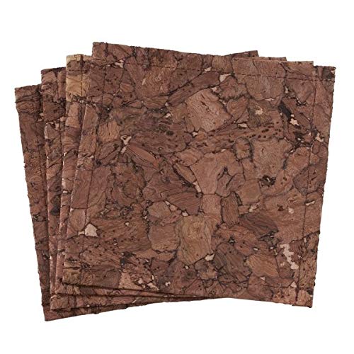 Fennco Styles Unique Cork and Poly Blend Design Decorative Coasters 6-Inch Square, Set of 4 - Brown Cocktail Napkins for Dining Room, Banquets, Special Events and Home Decor