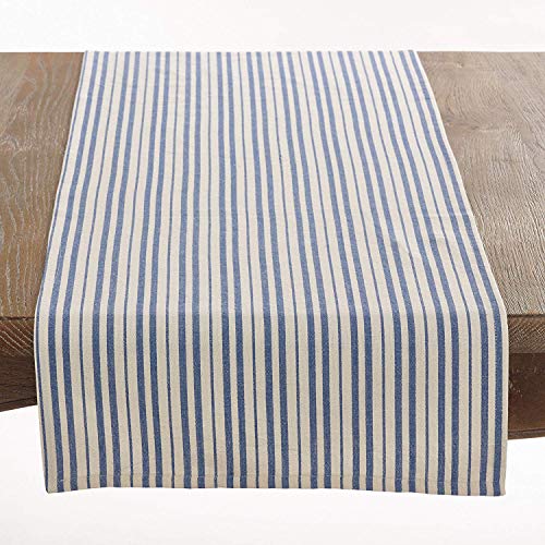 Fennco Styles Dauphine Collection Striped Design 100% Cotton Washable Table Runner 16x72 Inch for Restaurants, Indoor Family Dinner or Outdoor Picnics and Parties