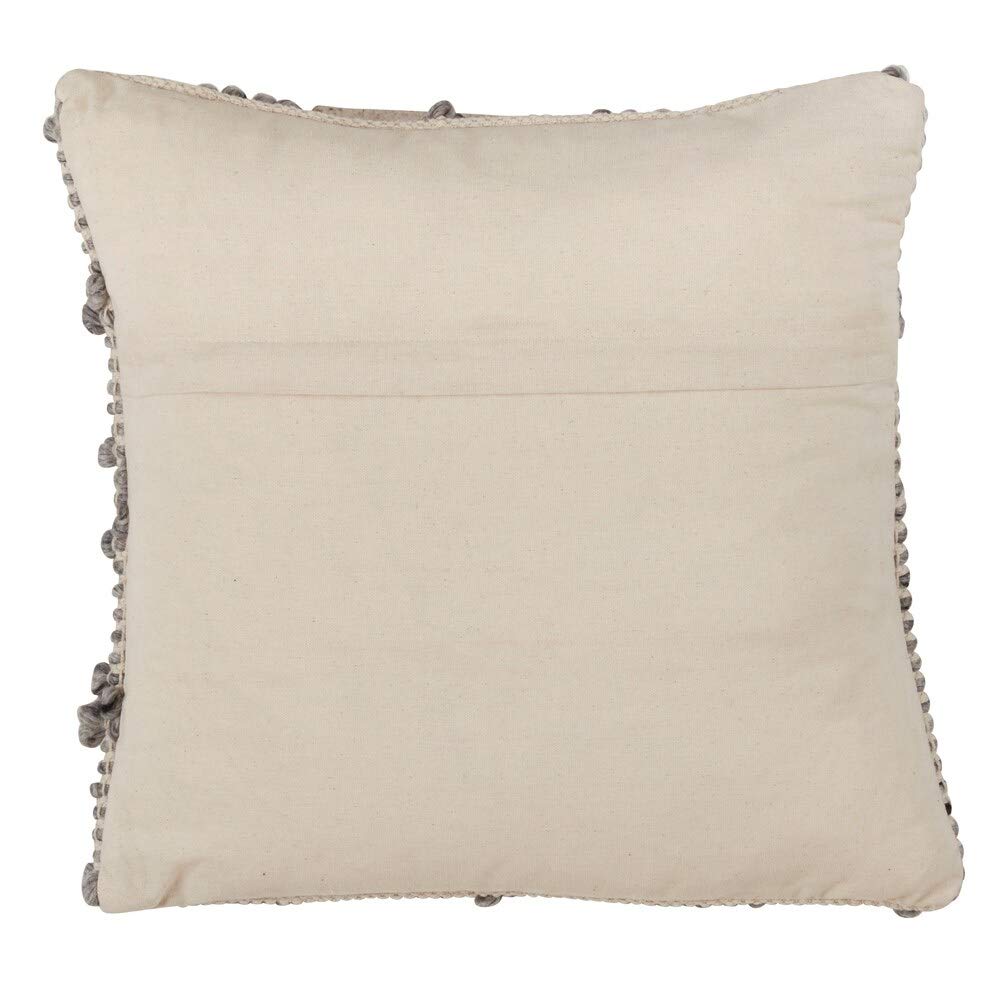 Fennco Styles Diamond Weave Wood Blend Down Filled 18 Inch Square Cotton Decorative Throw Pillow – Grey-Beige Boho-Chic Cushion for Couch, Sofa, Bedroom, Office and Living Room Décor