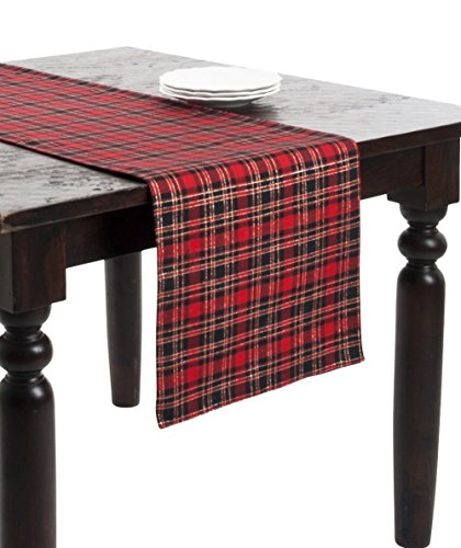 Fennco Styles Classic Tartan Plaid Holiday Tablecloth - Red and Black Table Cover for Christmas, Banquets, Family Gathering, Special Occasion and Home Décor