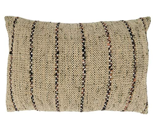 Fennco Styles Casual Woven Striped Cotton Decorative Throw Pillow Cover 20" W x 20" L - Natural Cushion Case for Home, Couch, Bedroom, Living Room and Office Décor