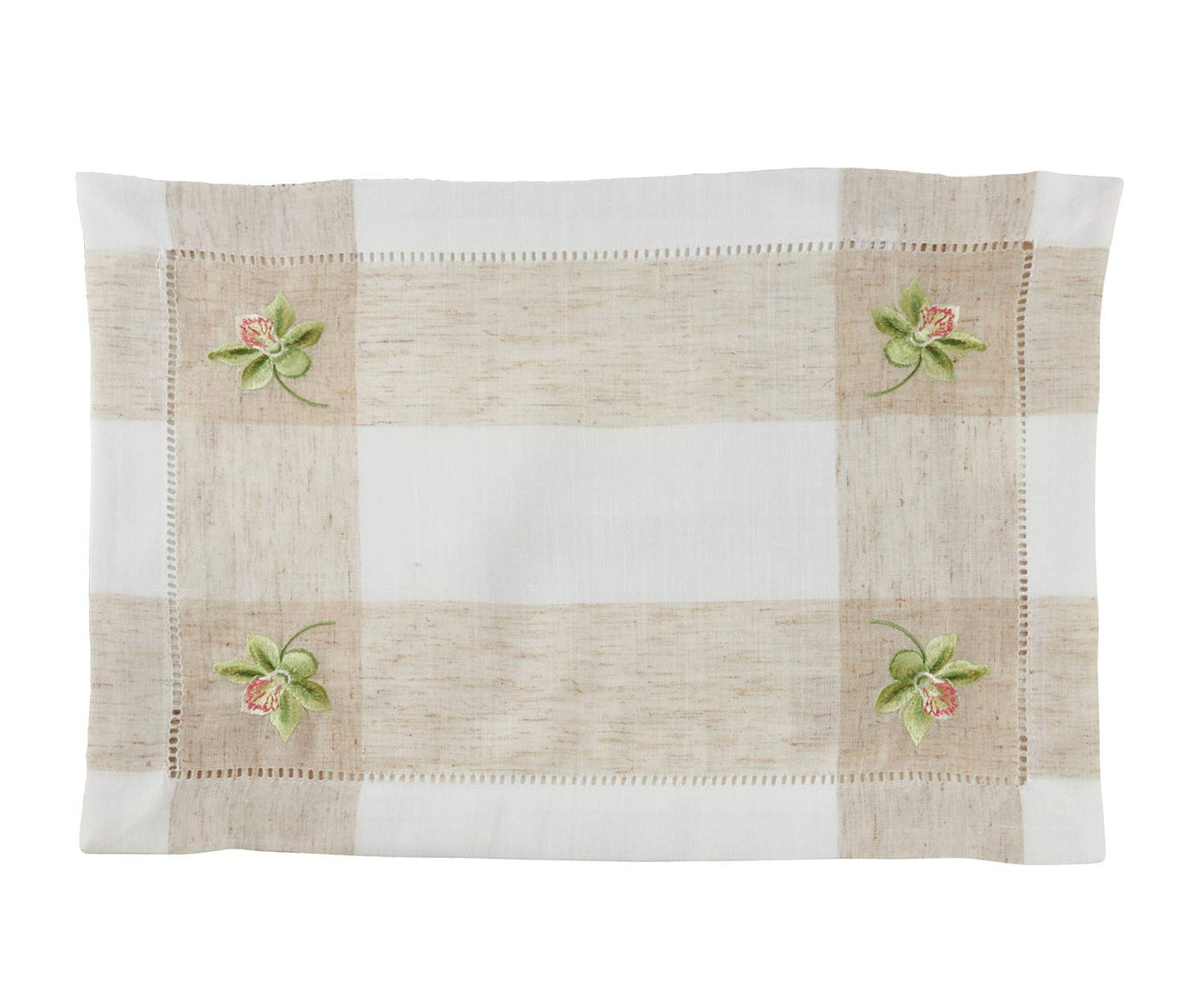 Fennco Styles Hommage Brodé Collection Cottage Embroidery Hemstitch Border Placemats