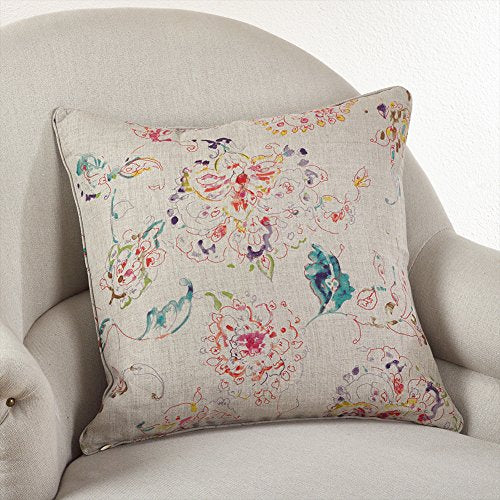 Fennco Styles 20-inch Printed Floral Down Filled Linen Throw Pillow - 2 Colors