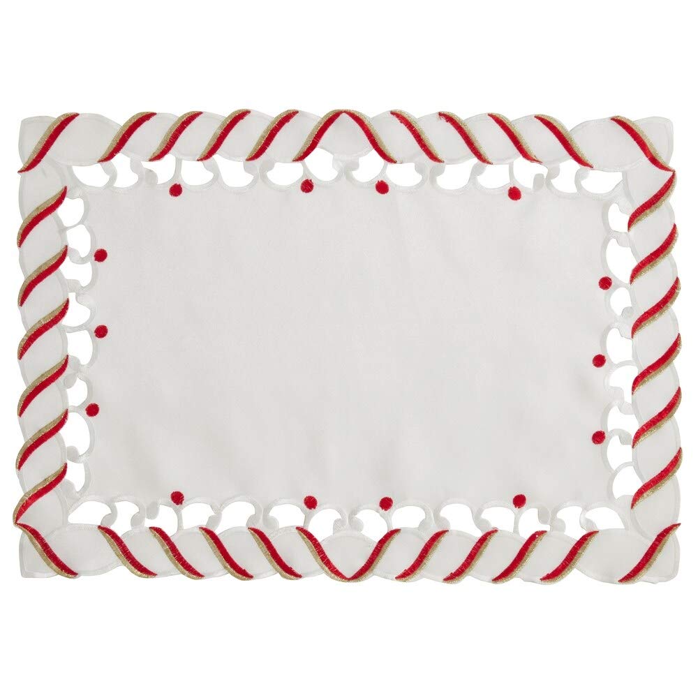 Fennco Styles Christmas Candy Cane Design Tablecloth - Holiday Table Cover for Home Décor, Banquets, Family Gathering and Special Occasion