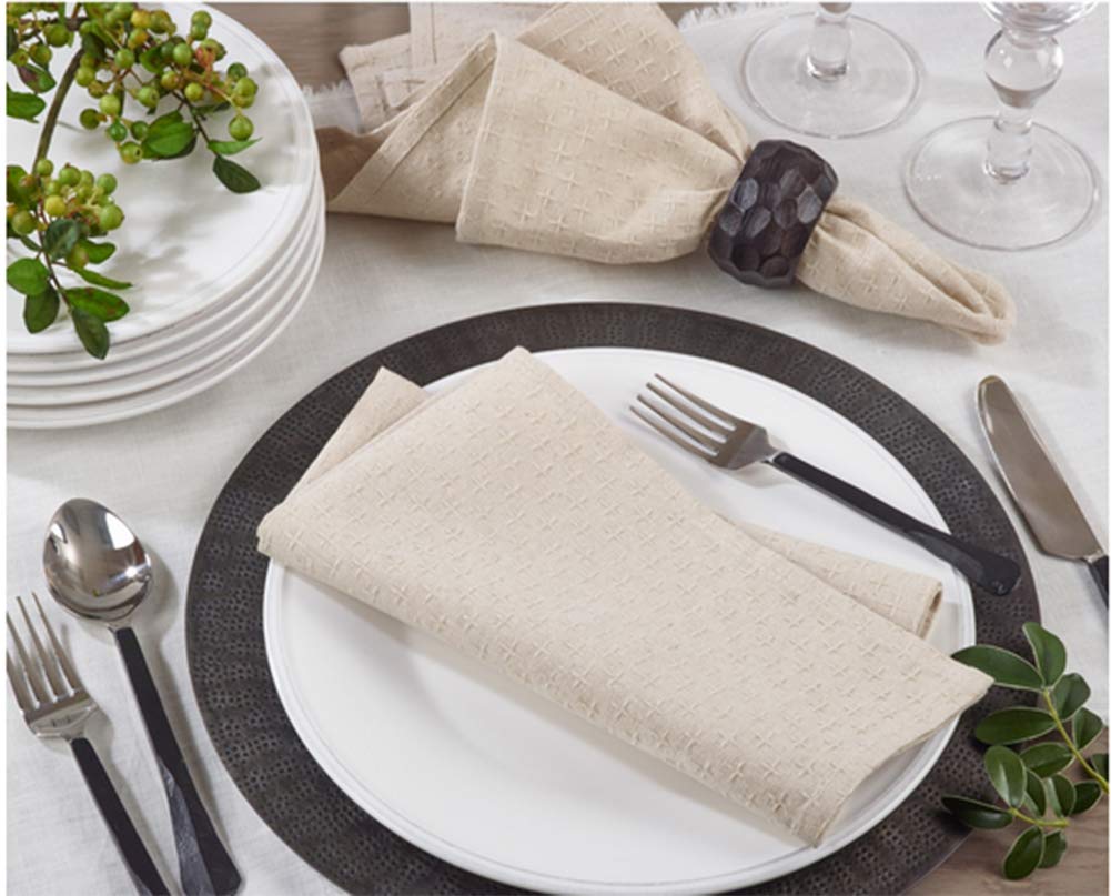 Fennco Styles Classic Chenille Jacquard Table Linen Collections, Home Decor, Everyday Use, Natural