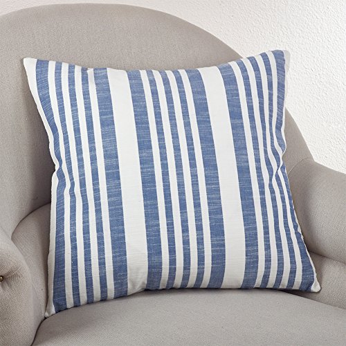 Fennco Styles Nautical Striped Down Filled Cotton Throw Pillow 20" Square-3 Colors