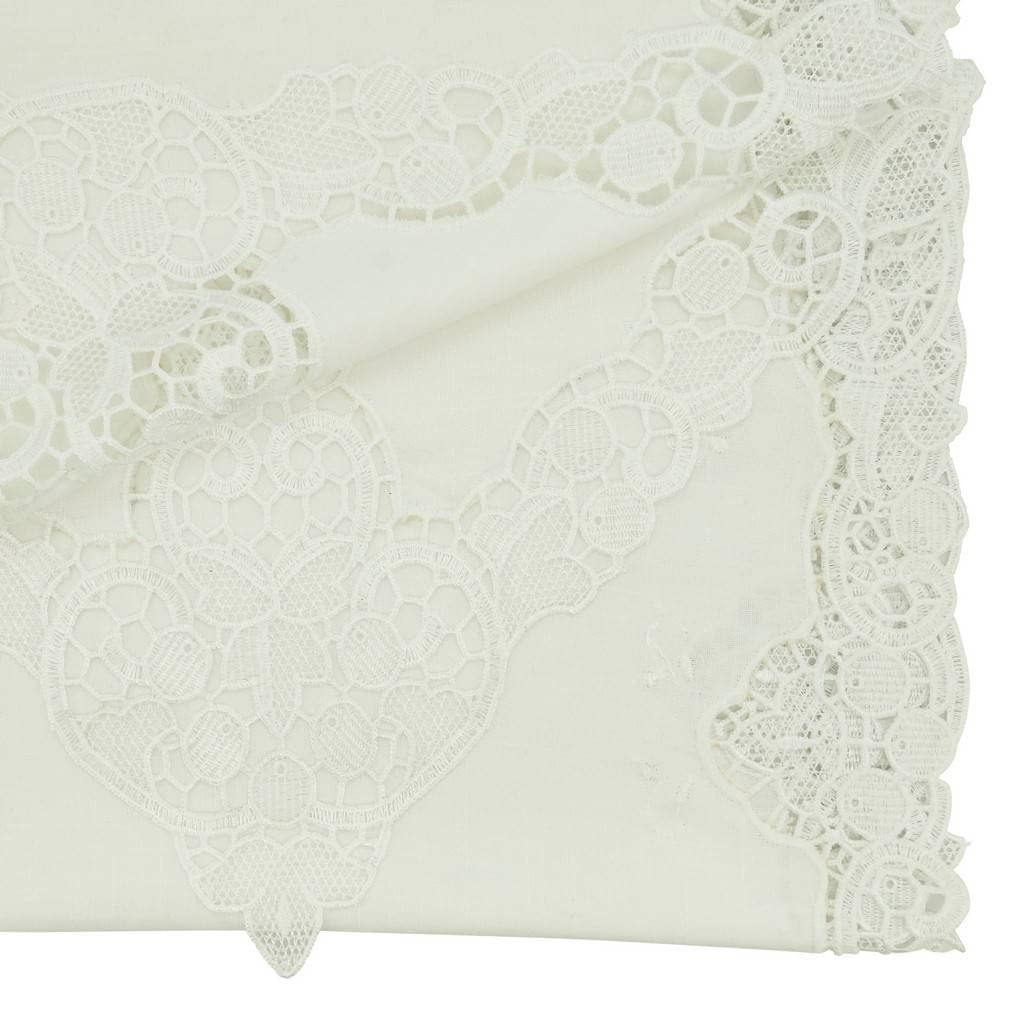 Fennco Styles Elegant Lace Design Tablecloth 67 x 102 Inch - White Vintage Table Cover for Everyday Use, Banquets, Weddings, Holidays and Special Occasions