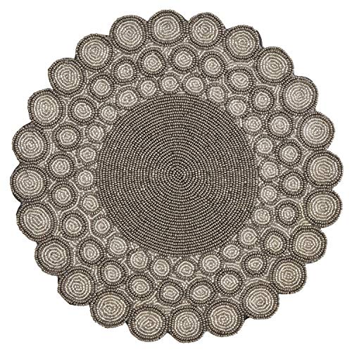 Fennco Styles Abigail Design Collection Vintage Circling Dots Floral Glass Beaded 14 x 14 Inch Place Mat – Variety Color Placemat for Banquets, Family Gathering, Special Events and Home Décor