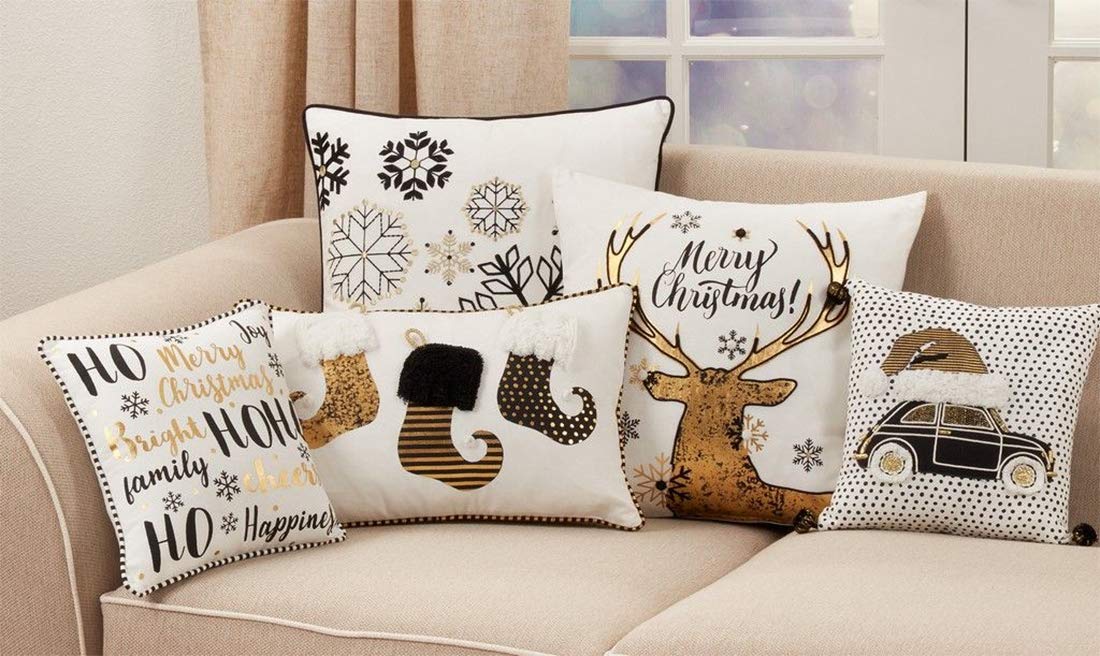 Fennco Styles Christmas Collection Cotton Decorative Throw Pillow - Holiday Cushion for Home, Couch, Living Room, Bedroom and Office Décor