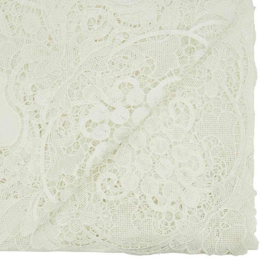 Fennco Styles Elegant Lace Design Tablecloth 67 x 102 Inch - White Vintage Table Cover for Everyday Use, Banquets, Weddings, Holidays and Special Occasions