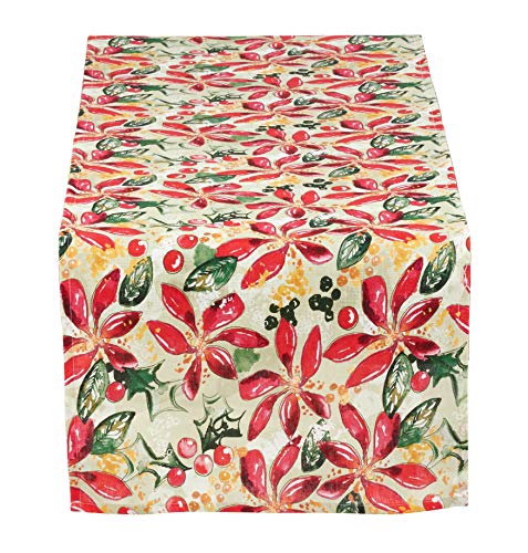 Fennco Styles Beautiful Holiday Wild Floral 100% Linen, 16"x72" Rectangular Table Runner