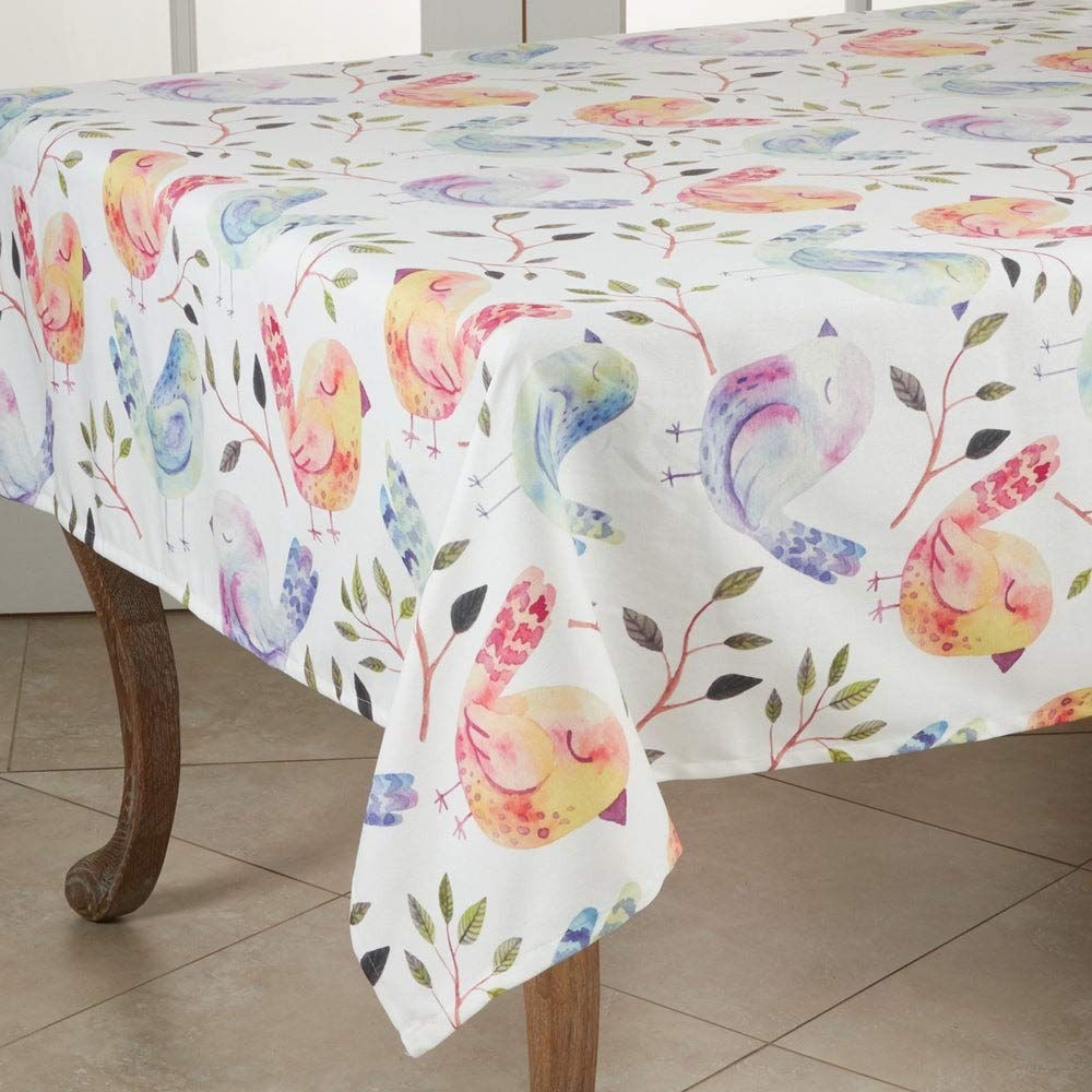 Fennco Styles Modern Flock of Birds Design Table Linen Collection – Table Cover for Home Décor, Dining Table, Banquets, Holidays and Special Occasions