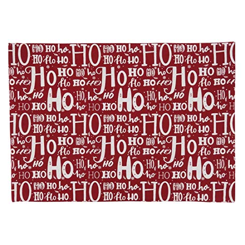 Fennco Styles Ho Ho Ho Holiday Table Runner 16" W x 72" L - Red Cotton Table Cover for Banquets, Christmas, Special Events and Home Décor