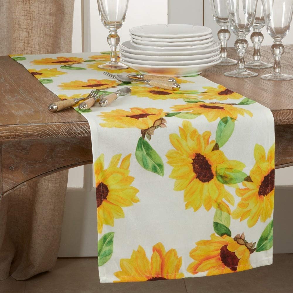 Fennco Styles Sunflower Modern Table Linen Collection – Table Cover for Home Décor, Dining Table, Banquets, Holidays and Special Occasions