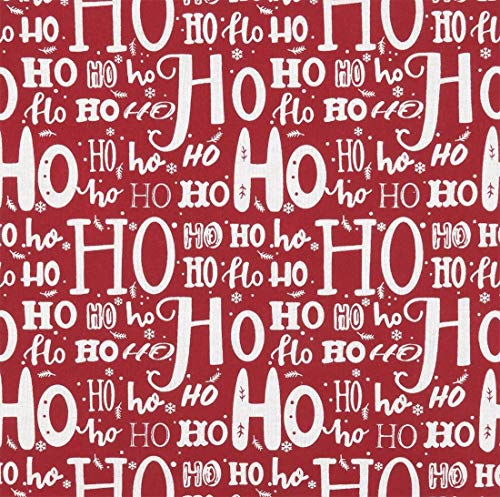 Fennco Styles Ho Ho Ho Holiday Table Runner 16" W x 72" L - Red Cotton Table Cover for Banquets, Christmas, Special Events and Home Décor