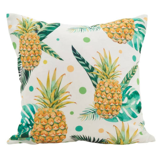 Fennco Styles Pineapple Tropical Decorative Poly Filled Throw Pillow 18" W x 18" L - Multicolored Print Cushion for Home, Living Room, Couch, Bedroom, Office Décor and Special Occasion