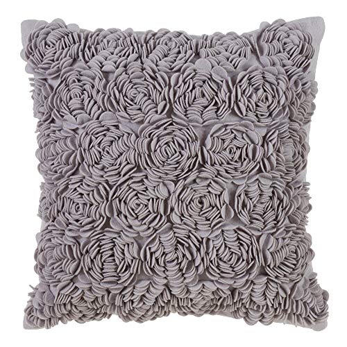 Fennco Styles Allover Felt Flowers Design Down Filled Decorative Throw Pillow, 17 Inches Square – Timeless Cushion for Bed, Couch, Sofa, Home Décor, Holidays, Housewarming