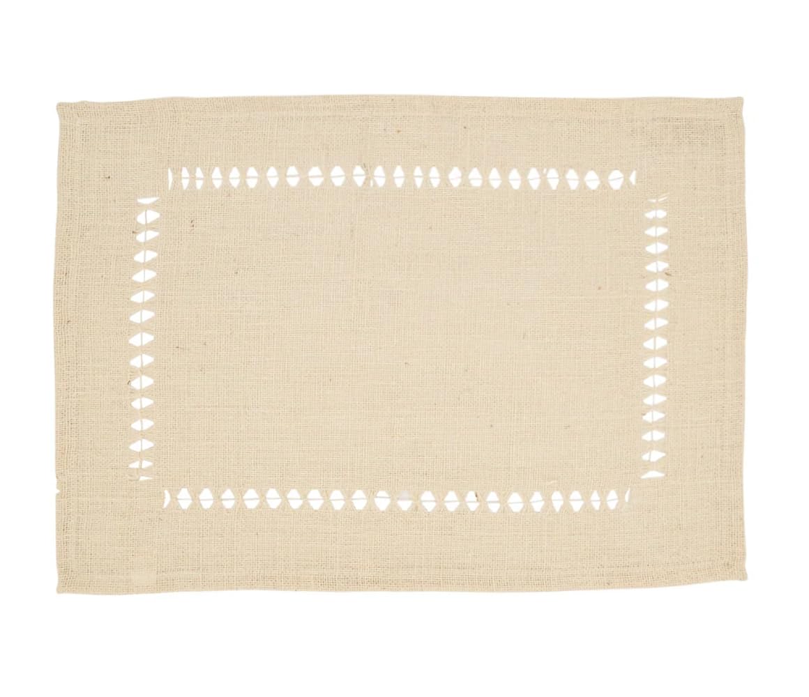 Fennco Styles Rustic Jute Hemstitch Table Runner 16" W x 72" L