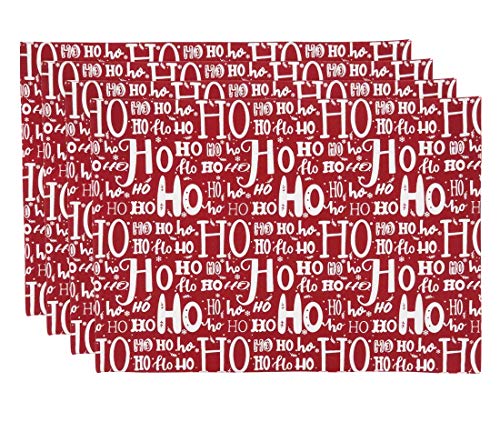 Fennco Styles Ho Ho Ho Holiday Table Runner 16" W x 72" L - Red Cotton Table Cover for Banquets, Christmas, Special Events and Home Décor