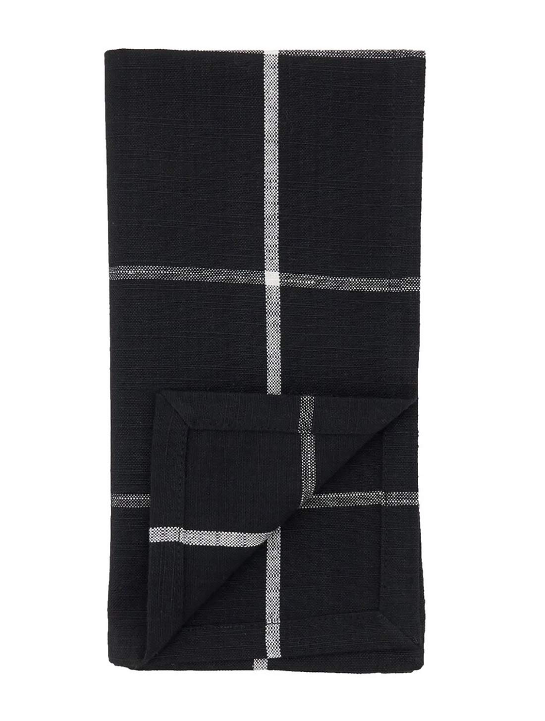 Fennco Styles Classic Large Plaid Cotton Table Runner 16" W x 72" L - Black Table Cover for Christmas, Holiday, Dining Table, Banquets and Special Occasion