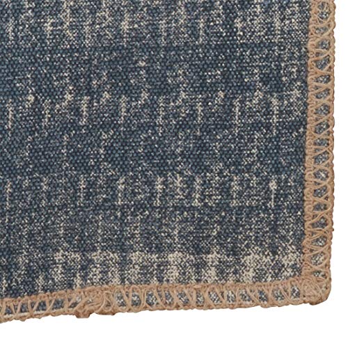 Fennco Styles Contemporary Jute Whipstitch Cotton Table Runner 13" W x 72" L - Denim Blue Table Cover for Home, Dining Table, Banquet, Family Gathering, Everyday Use and Special Occasion