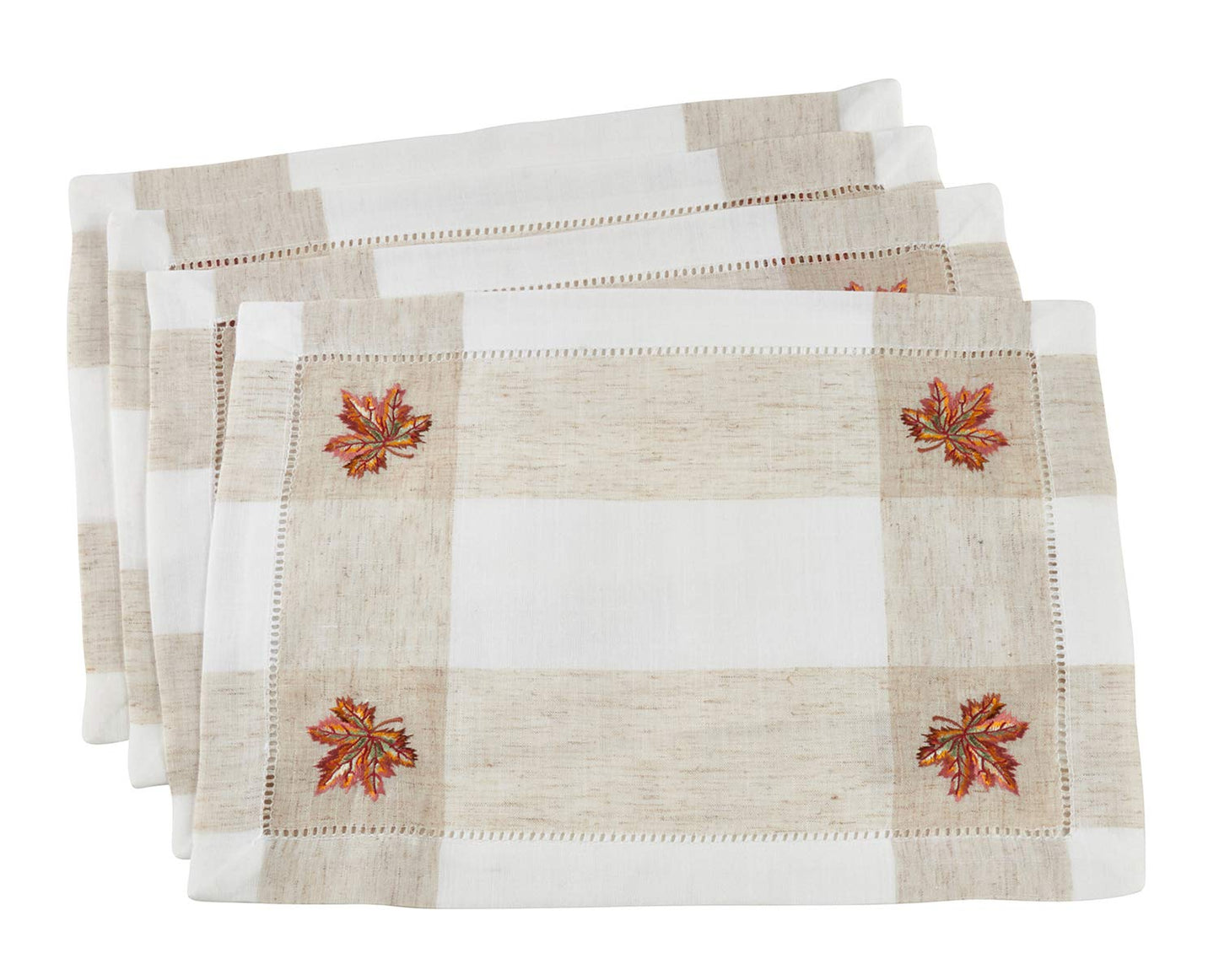 Fennco Styles Hommage Brodé Collection Cottage Embroidery Hemstitch Border Placemats