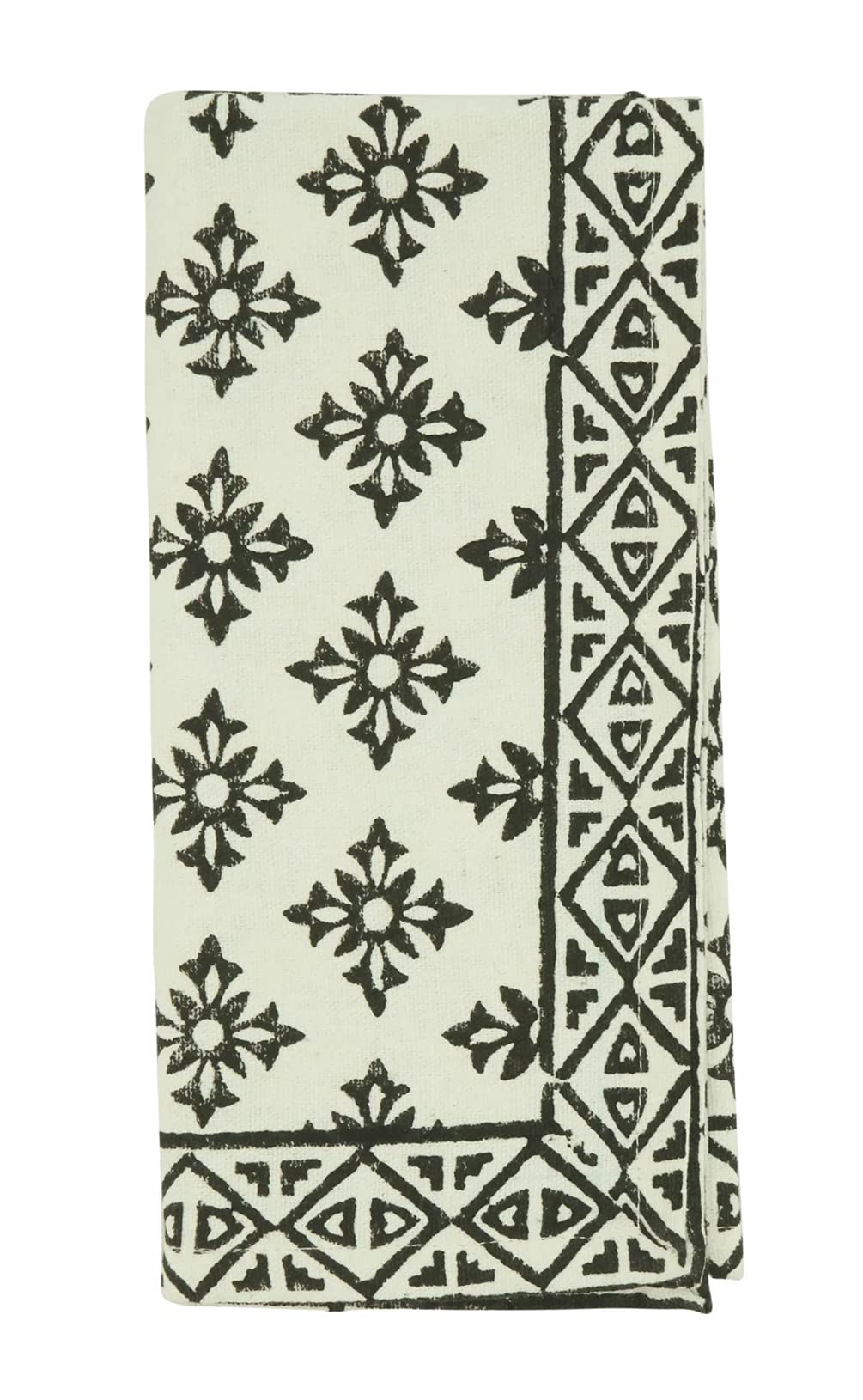 Fennco Styles Block Print Cotton Table Runner 16'W X 72" L - Black & White Table Cover for Everyday Use, Dining Table Décor, Banquets, Family Gathering and Special Events