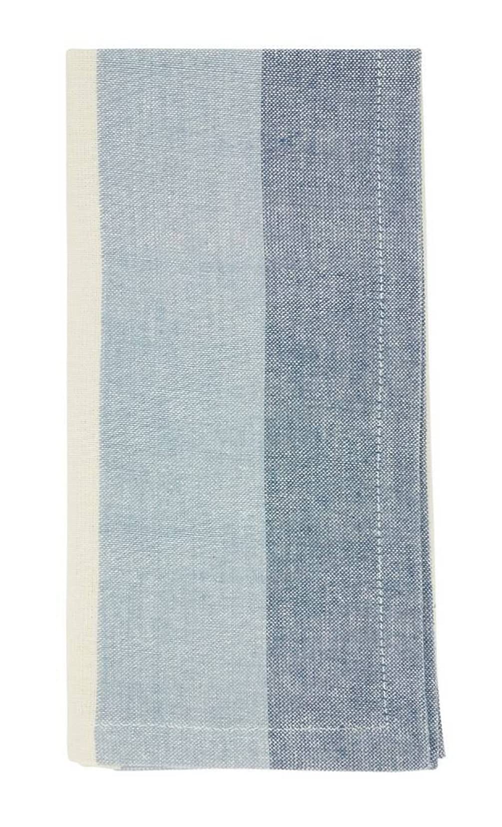 Fennco Styles Ribbed Design Classic Striped Cotton Table Runner 14" W x 72" L - Blue Woven Table Cover for Home, Dining Table, Banquets, Holidays and Special Occasions