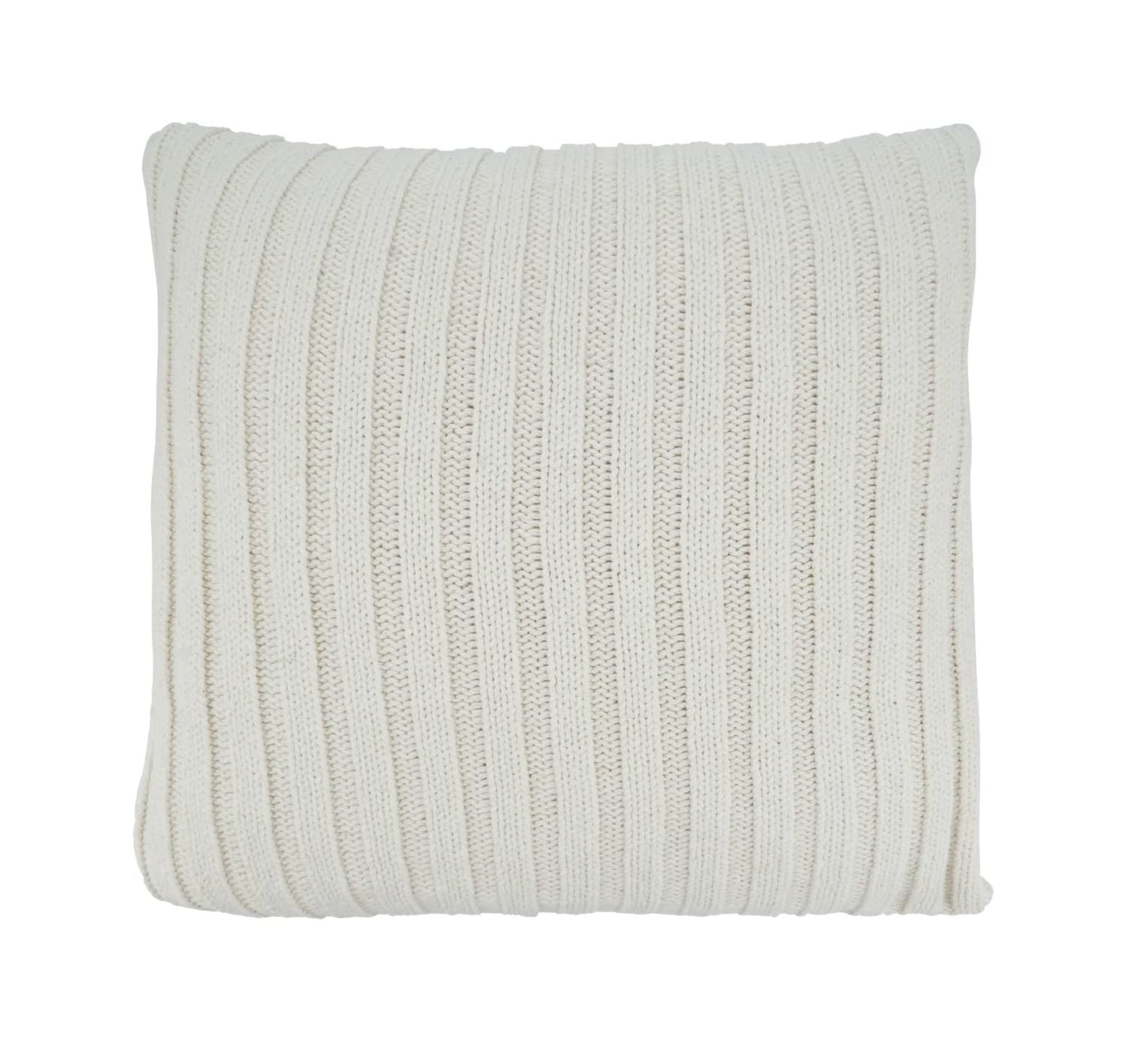 Fennco Styles Knitted Design Cotton Decorative Throw Pillow Cover & Insert 20" W x 20" L - Ivory Cushion for Home, Couch, Bedroom, Living Room and Office Décor