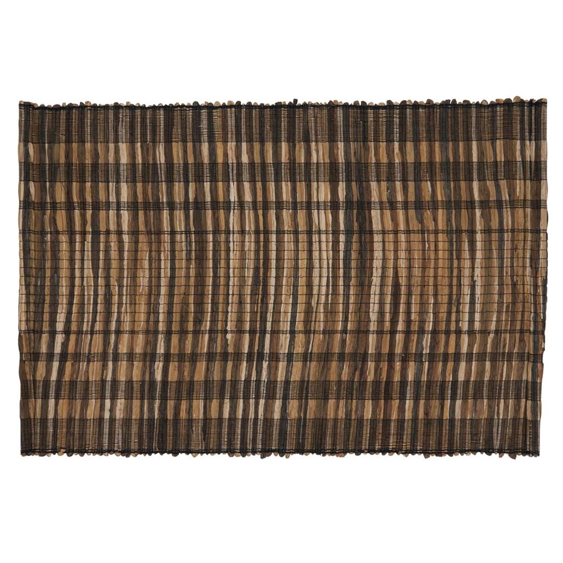 Fennco Styles Classic Striped Texture Water Hyacinth Table Runner 14 x 72 Inch - Black Table Cover for Home Décor, Dining Table, Banquets, Holiday and Special Events