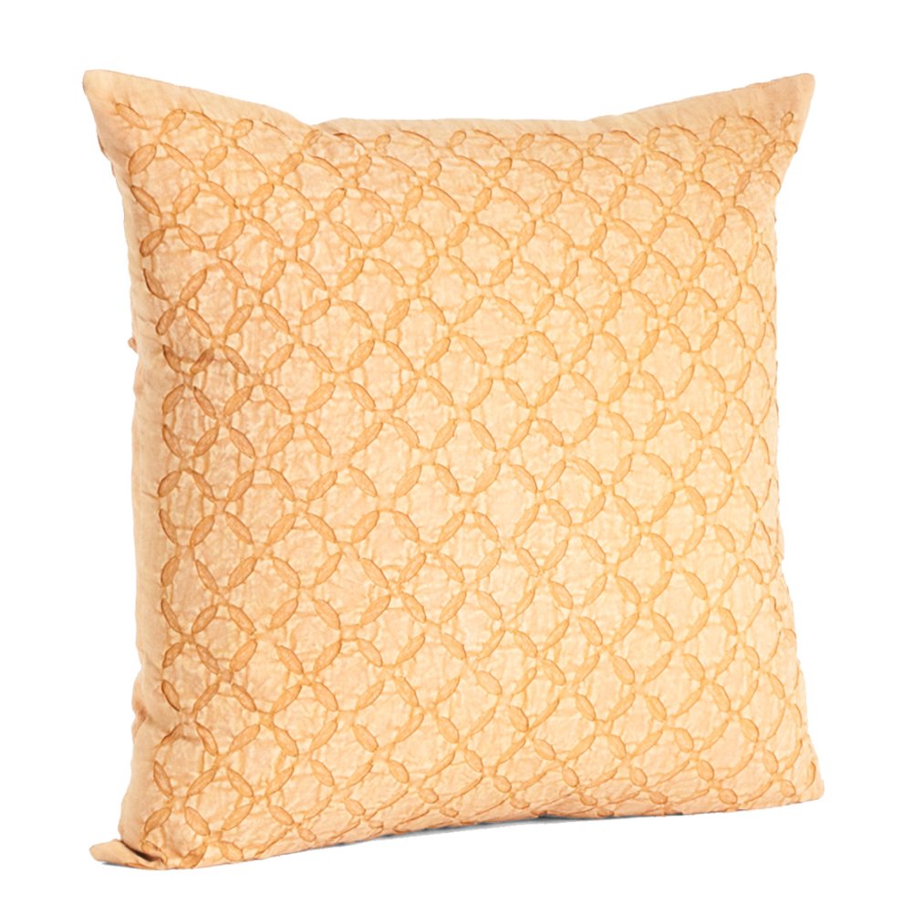 Fennco Styles Applique Sheeting Nirali Down Filled Throw Pillow 20" W x 20L, Butterscotch