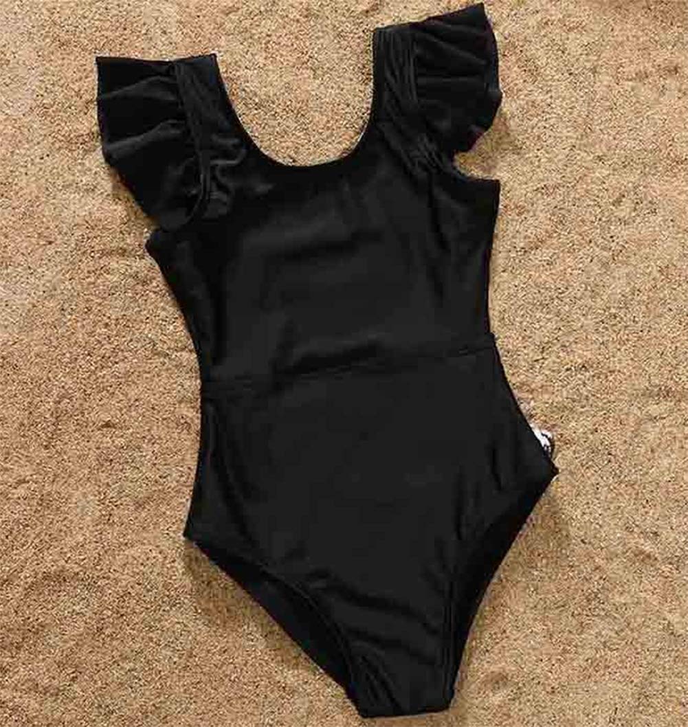 stylesilove Mommy and Me Ruffle One Piece Swimsuit Black Matching Family Bathing Suit Beach Pool Swimwear