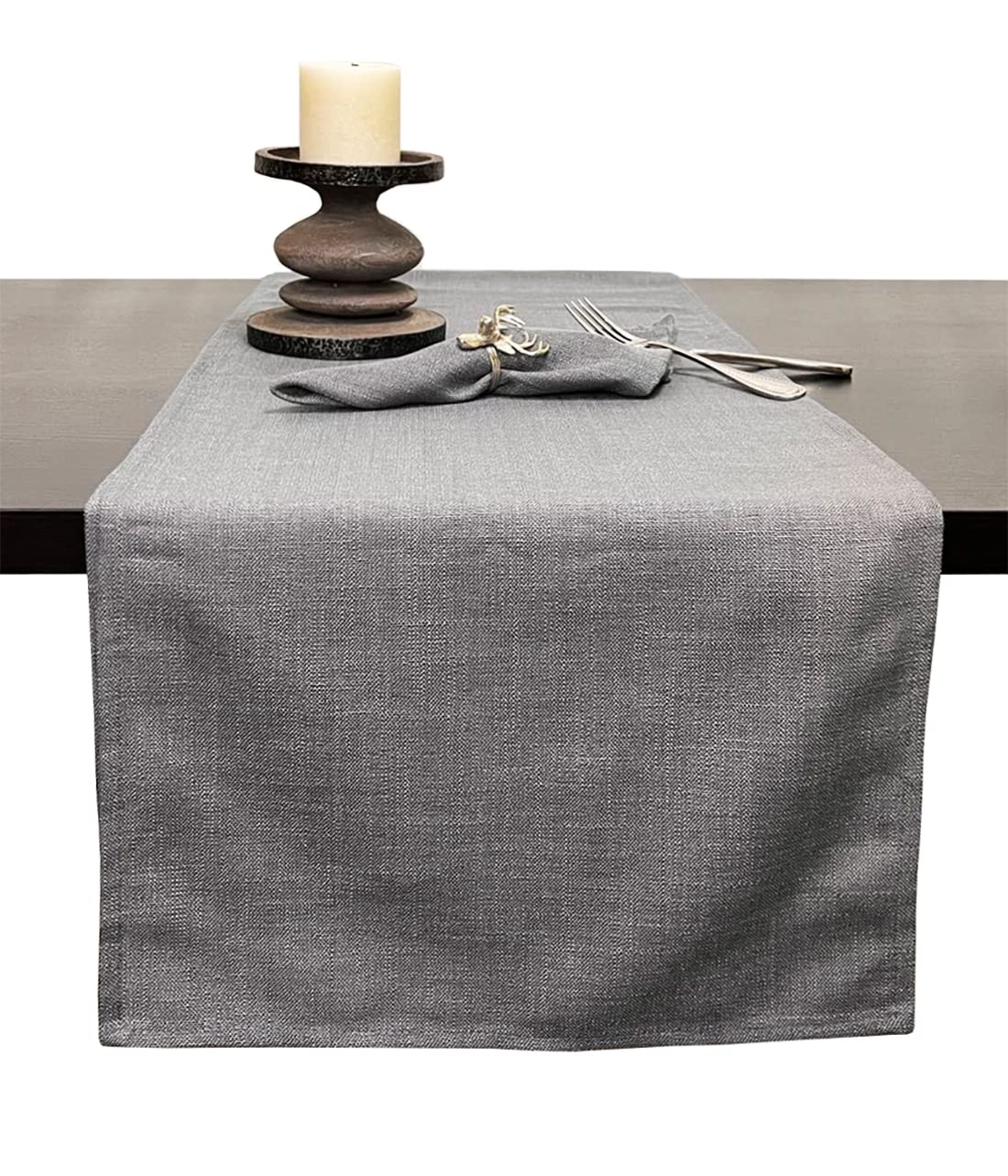 Fennco Styles Everyday Design Solid Color Table Runner 16" W x 54" L - Natural Table Cover for Home, Farmhouse Décor, Banquets, Family Gathering and Special Occasion
