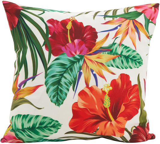 Fennco Styles Tropical Floral Poly Filled Decorative Throw Pillow 18" W x 18" L - Multicolored Flowers Cushion for Home, Indoor Outdoor, Living Room, Couch, Bedroom and Office Décor