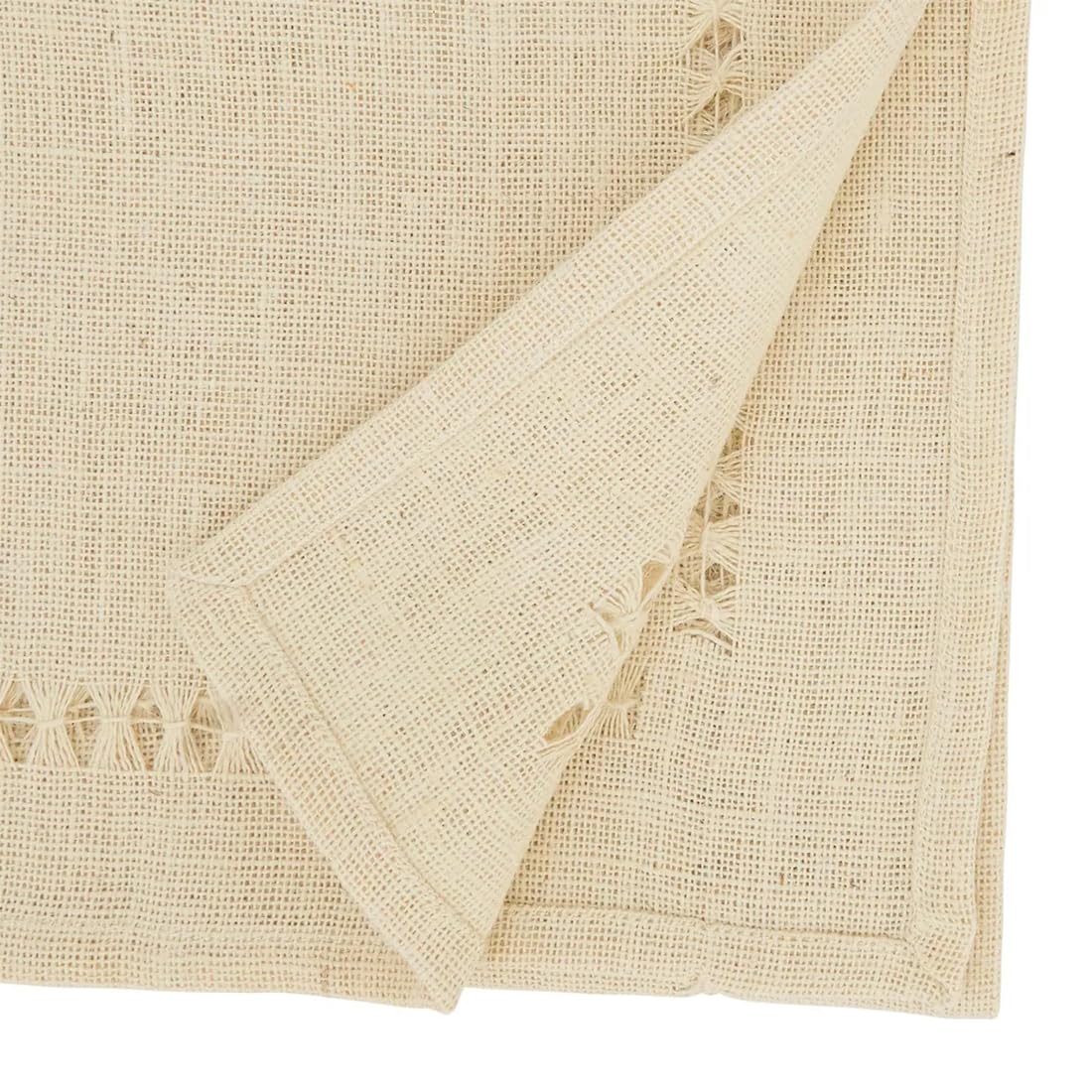 Fennco Styles Rustic Jute Hemstitch Table Runner 16" W x 72" L