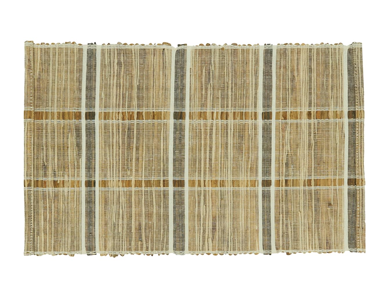 Fennco Styles Stripe Design Water Hyacinth Table Runner 14" W X 72" L - Natural Rustic Table Cover for Dining Table, Dinner Party, Holidays, Home Decor, Special Events