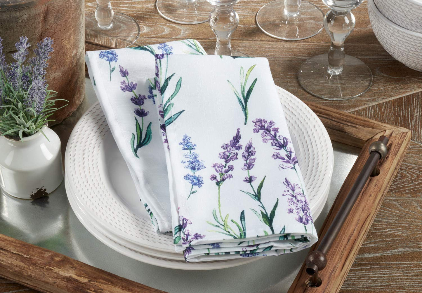 Fennco Styles Garden Lavender Print Tablecloth - Various Size for Home, Dining Room Décor, Banquets, Indoor & Outdoor Event, Family Gathering and Special Occasion