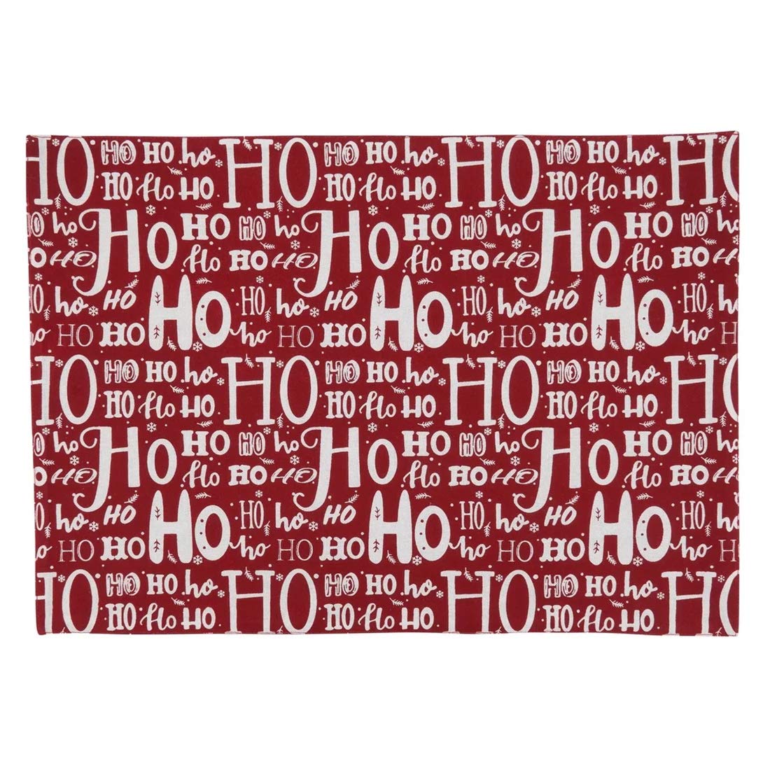 Fennco Styles Ho Ho Ho Holiday Table Runner 16" W x 72" L - Red Cotton Table Cover for Banquets, Christmas, Special Events and Home Décor