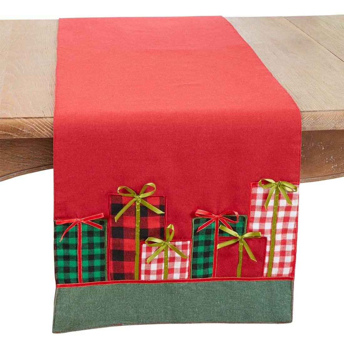 Fennco Styles Plaid Table Runner 16" W x 70" L - Cute Present Design Red Table Cover for Winter Holidays Décor, Dining Table, Banquet, Family Gathering, and Special Occasions