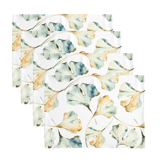 Fennco Styles Maidenhair Collection Cottage Watercolor Ginko Leaves 14 x 20 Inch Placemats, Set of 4 – Multicolor Place Mats for Thanksgiving Dinner, Family Gathering, Special Events and Home Décor