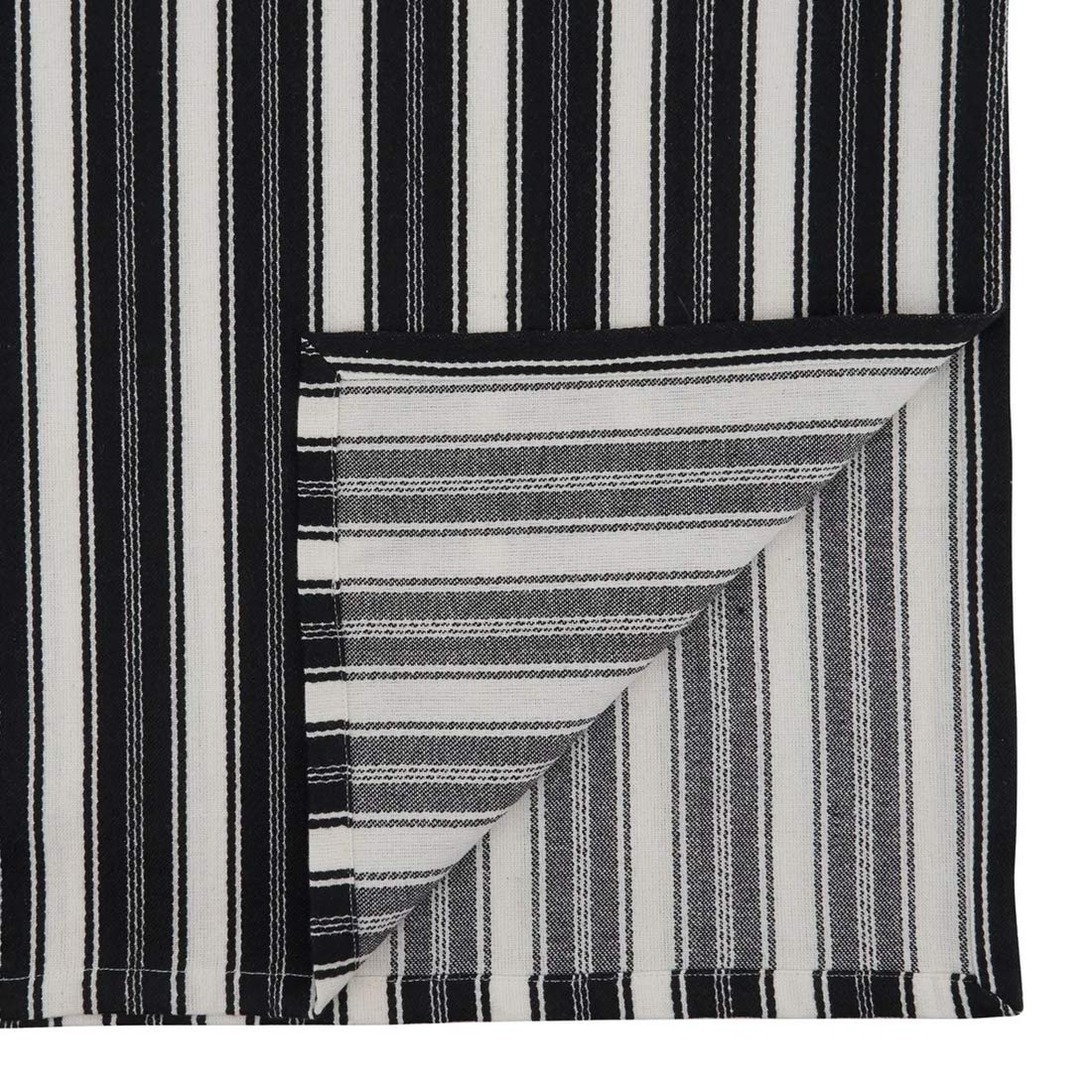 Fennco Styles Classic Striped Cotton Decorative Table Runner 16" W x 72" L - Black & White Table Cover for Banquets, Special Events, Everyday Use and Home Décor