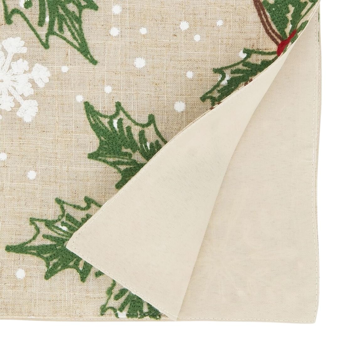 Fennco Styles Perched Cardinal Holiday Table Runner 16" W x 70" L - Natural Christmas Table Cover for Winter Holidays Décor, Dining Table, Banquet, Family Gathering, and Special Occasions