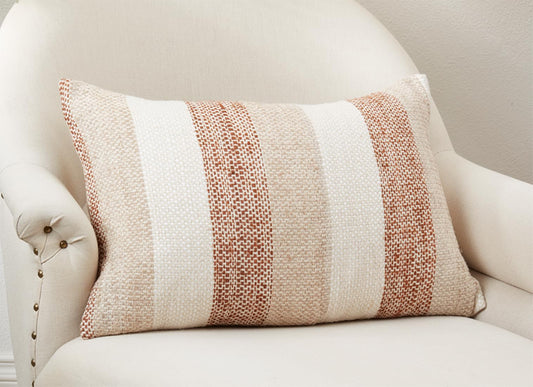 Fennco Styles Natural Striped Design Decorative Throw Pillow Cover 16" W x 24" L - 100% Cotton Woven Rustic Rectangular Cushion Case for Home, Couch, Bedroom, Living Room and Office Décor