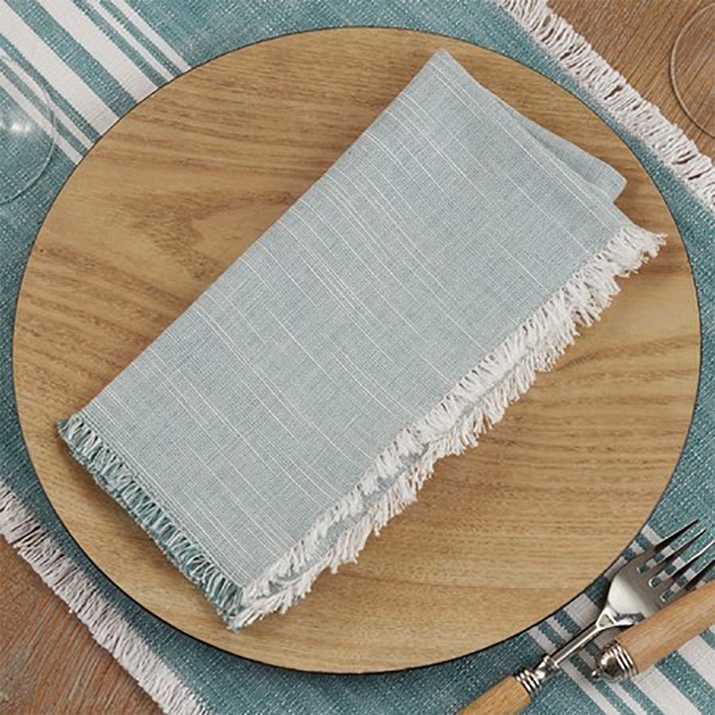 Fennco Styles Contemporary Striped Fringe Cotton Table Runner 13" W x 72" L - Blue Table Cover for Home, Dining Table Décor, Family Gathering, Banquets and Special Events