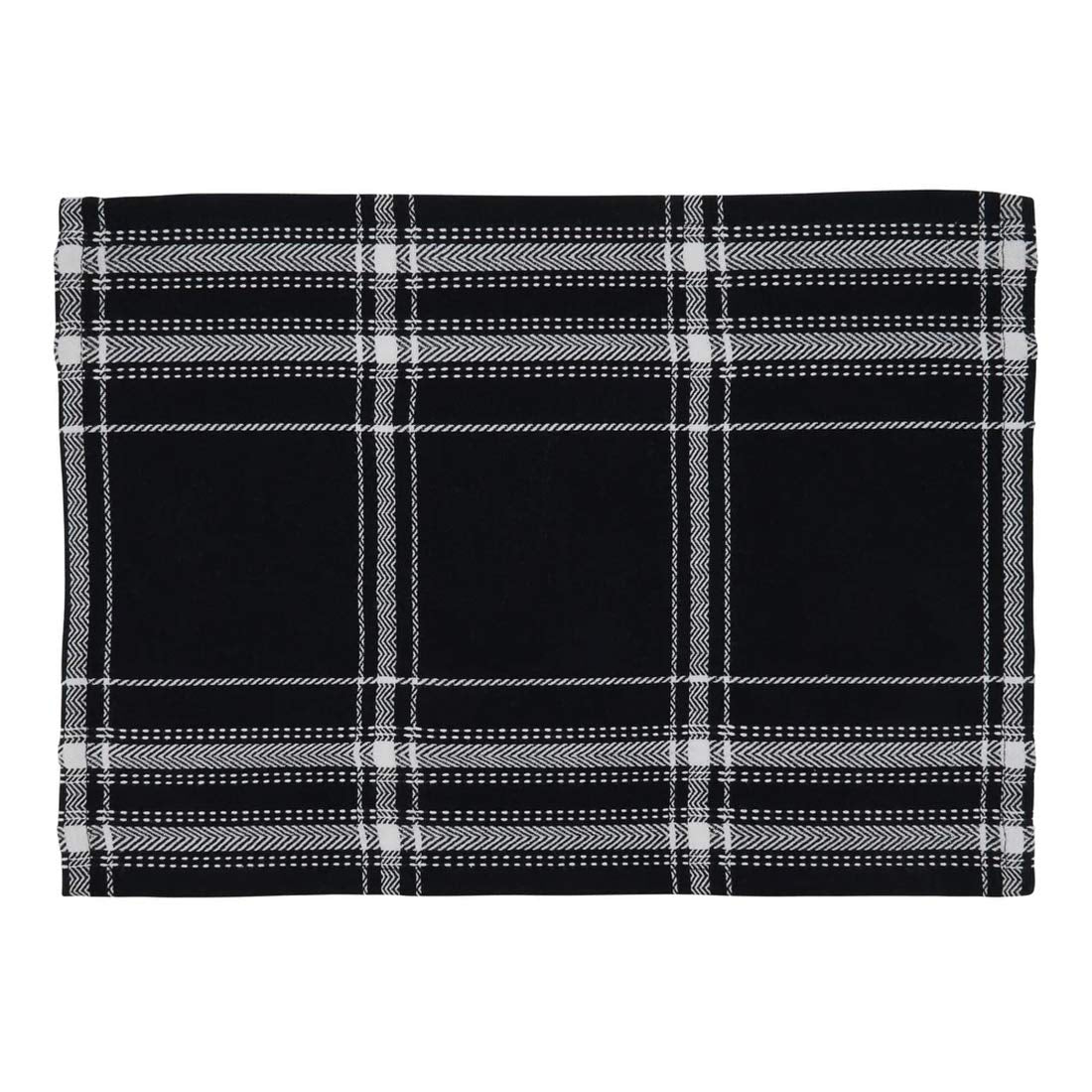 Fennco Style Classic Plaid Cotton Table Runner 16" W x 72" L - Black Table Cover for Home Décor, Everyday Use, Banquet, Family Gathering and Special Occasion